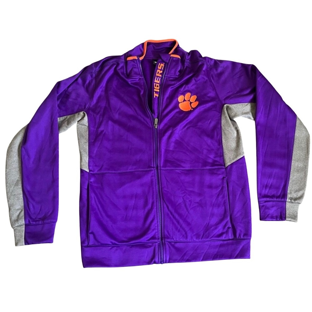 Clemson‎ Tigers Womens Purple Full Zip Track Jacket Logo Medium NCAA Collegiate